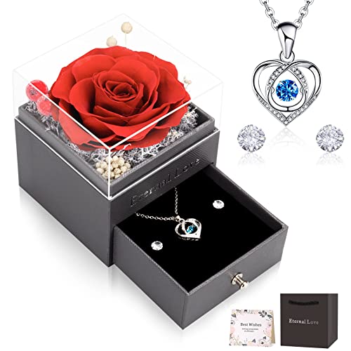 Eternal Red Rose Set with Jewelry - Romantic Gift