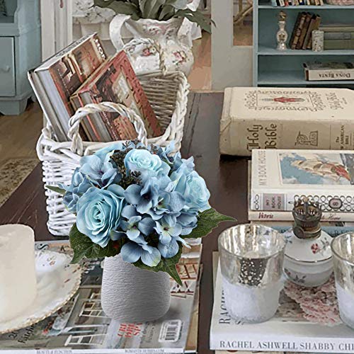 Blue Silk Rose & Hydrangea Bouquet