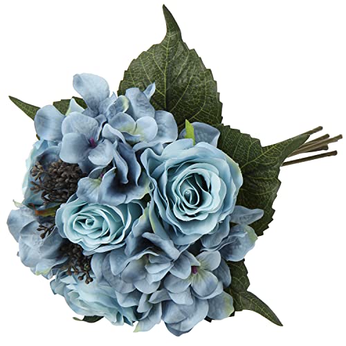 Blue Silk Rose & Hydrangea Bouquet