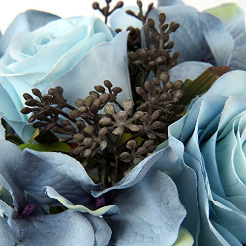 Blue Silk Rose & Hydrangea Bouquet