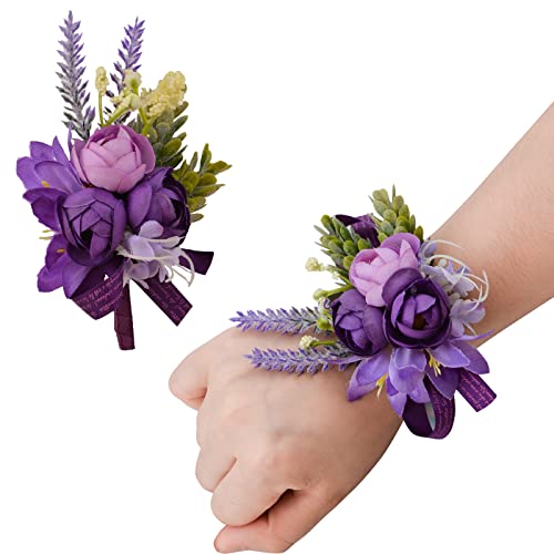 Rose Purple Corsage and Boutonniere Set