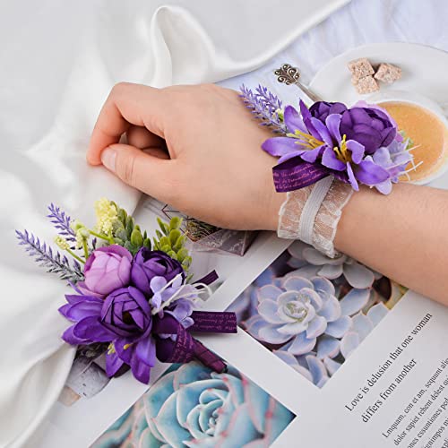 Rose Purple Corsage and Boutonniere Set