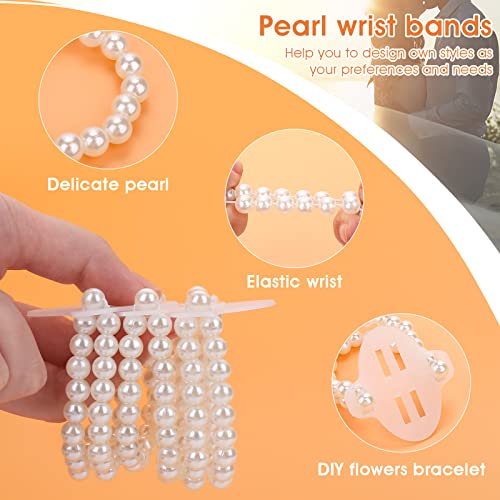 Lace Wrist Corsages with Pearl Bands for Weddings