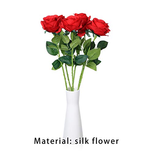 Red Silk Rose Bouquet for Home Decor