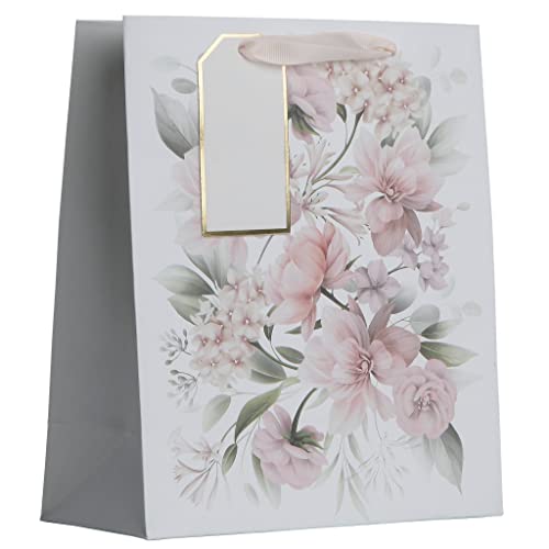 White Flower Bouquet in Kraft Gift Bag