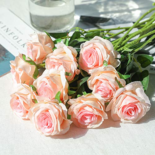 Champagne Pink Silk Rose Bouquet