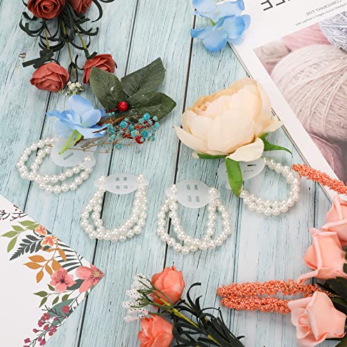 Lace Wrist Corsages with Pearl Bands for Weddings