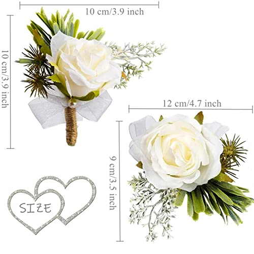 White Rose Wrist Flower and Buttonhole for Weddings/Prom
