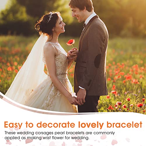 Lace Wrist Corsages with Pearl Bands for Weddings