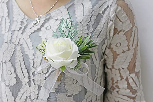 White Rose Wrist Flower and Buttonhole for Weddings/Prom
