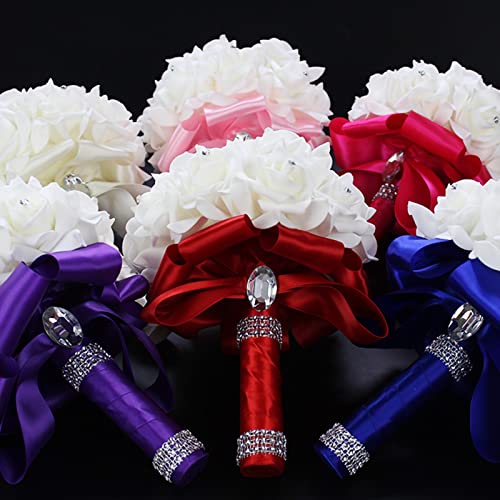 Red Artificial Bridal Bouquet with Ribbon (18cm*24cm)