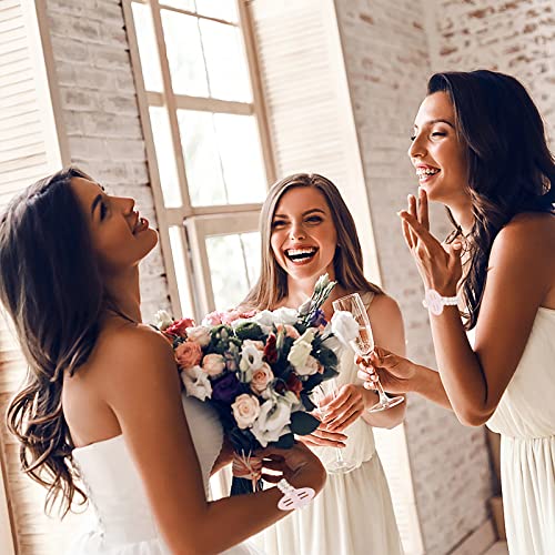 Sibba 8 Pieces Elastic Pearl Wrist Bands Lace Corsage Bracelet Wrist Corsage Bands Wedding Corsages Wristlets DIY Wrist Corsages Accessories for Wedding Festival Beach Party