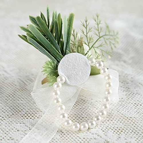White Wedding Corsage and Boutonniere Set