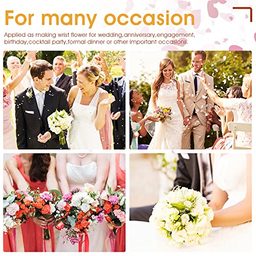 Sibba 8 Pieces Elastic Pearl Wrist Bands Lace Corsage Bracelet Wrist Corsage Bands Wedding Corsages Wristlets DIY Wrist Corsages Accessories for Wedding Festival Beach Party