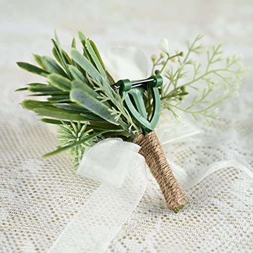 White Wedding Corsage and Boutonniere Set