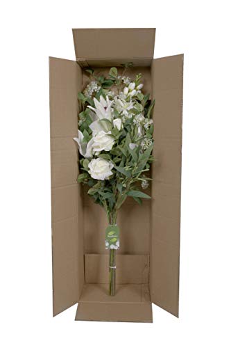 White Lily and Rose Bouquet with Delphiniums