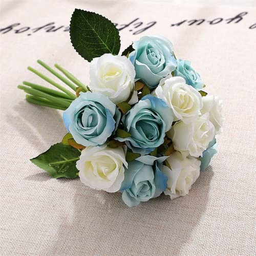 White and Blue Artificial Wedding Bouquet