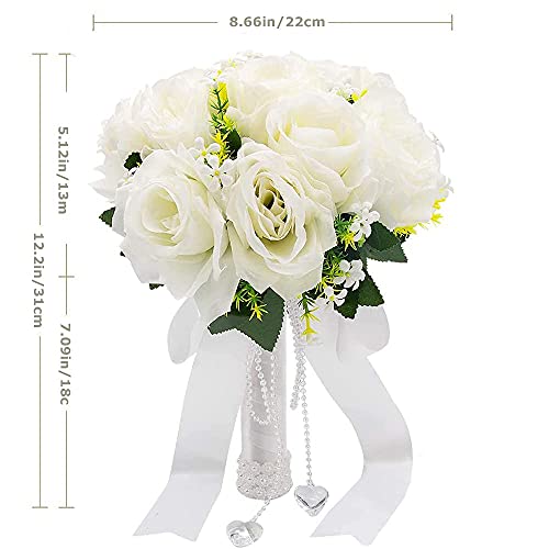 Rhinestone Rose Wedding Bouquet with Silk Ribbon