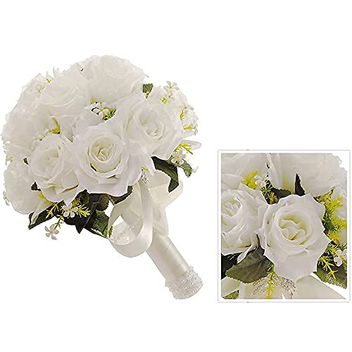 Rhinestone Rose Wedding Bouquet with Silk Ribbon
