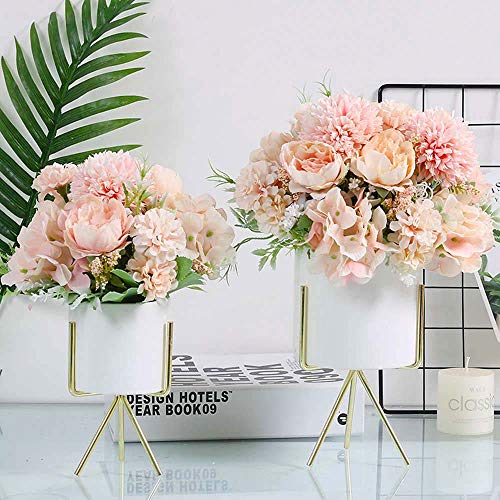 KIRIFLY Artificial Flowers, Fake Peony Silk Hydrangea Bouquet Decor Plastic Carnations Realistic Flower Arrangements Wedding Decoration Table Centerpieces(Light Pink)