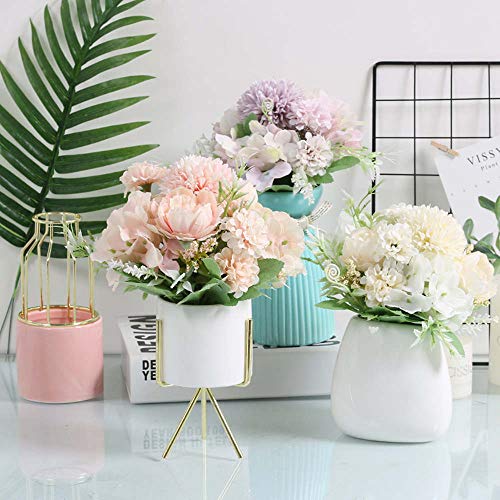 KIRIFLY Artificial Flowers, Fake Peony Silk Hydrangea Bouquet Decor Plastic Carnations Realistic Flower Arrangements Wedding Decoration Table Centerpieces(Light Pink)