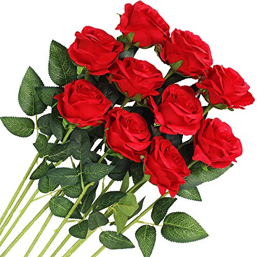10 Artificial Red Roses for Wedding/Home Decoration