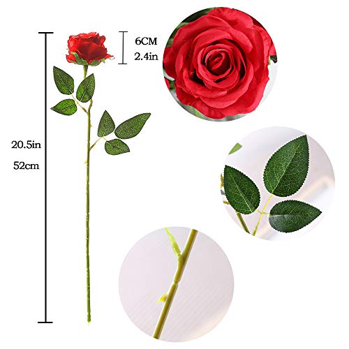 10 Artificial Red Roses for Wedding/Home Decoration