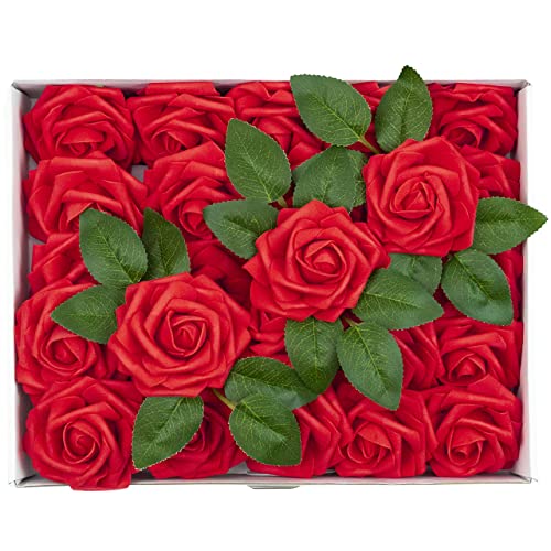 Scarlet Red Foam Roses Bouquet - Pack of 25