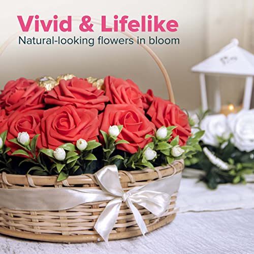 Scarlet Red Foam Roses Bouquet - Pack of 25