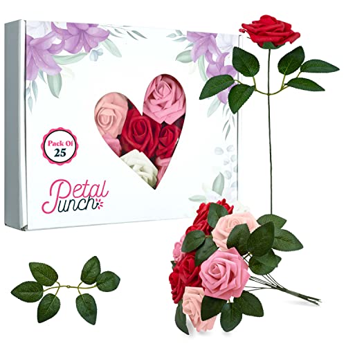 PetalPunch Artificial Roses - Pack of 25