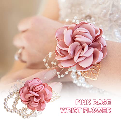 Pink Rose Wrist Corsage Trio