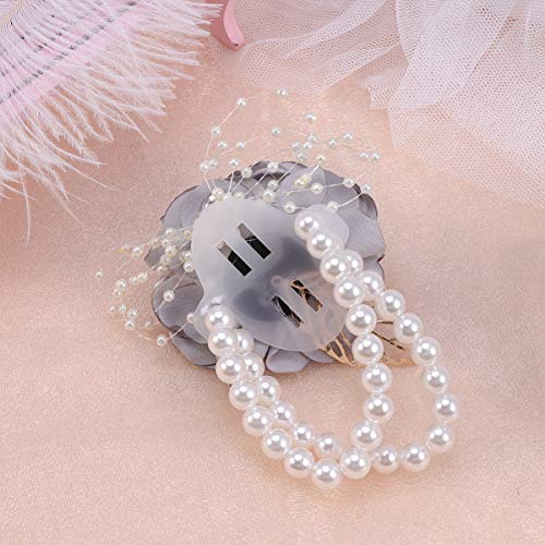 SUPVOX Wedding Wrist Flower Corsage Rose Wrist Corsage Artificial Rose Flower Corsage for Bride Bridesmaid Light Grey
