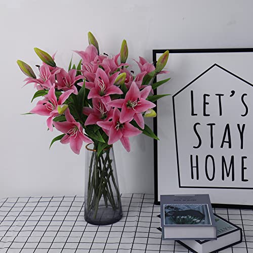 Pink Artificial Lily Bouquet - 77cm Long Stem