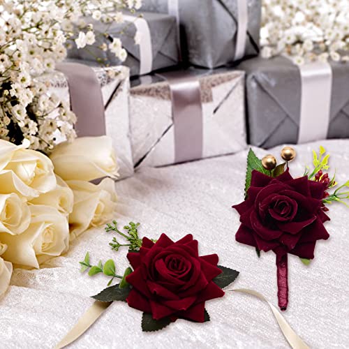 Red Rose Corsage and Boutonniere Set
