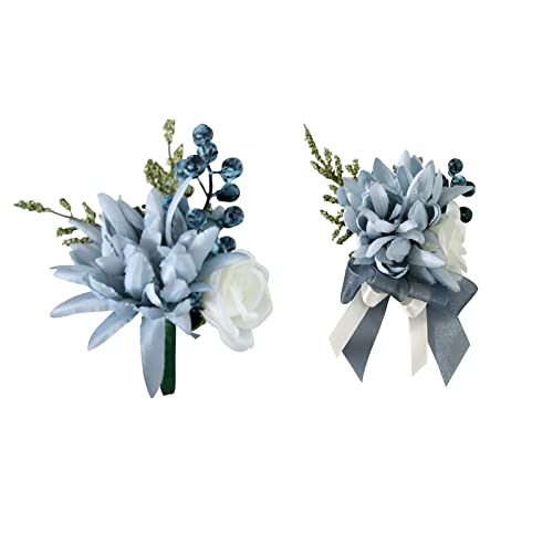 Artificial Blue Corsage Set for Weddings