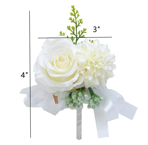 Silk Rose & Carnation Wrist Boutonniere Set (Pink)