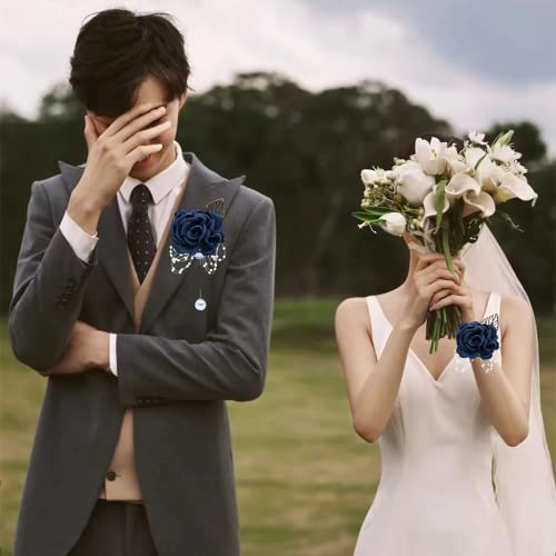 Blue Rose Corsage and Boutonniere Set