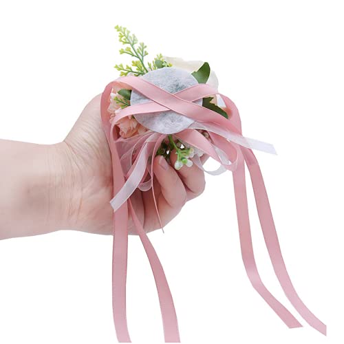 Silk Rose & Carnation Wrist Boutonniere Set (Pink)