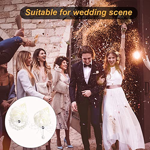 White satin rose corsage and boutonniere set