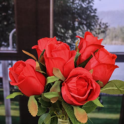 Realistic Single Stem Red Roses Bouquet
