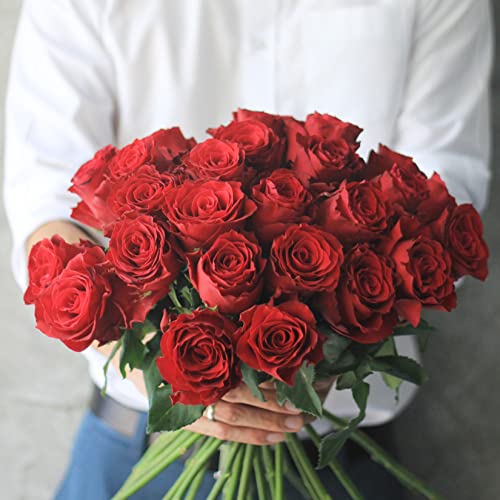 Realistic Single Stem Red Roses Bouquet