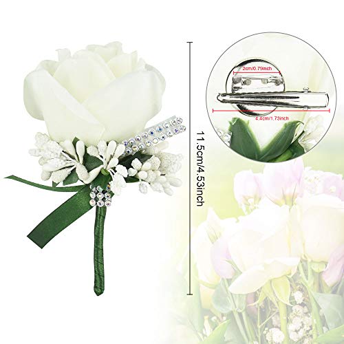 White Rose Wedding Boutonnieres with Pin & Clip