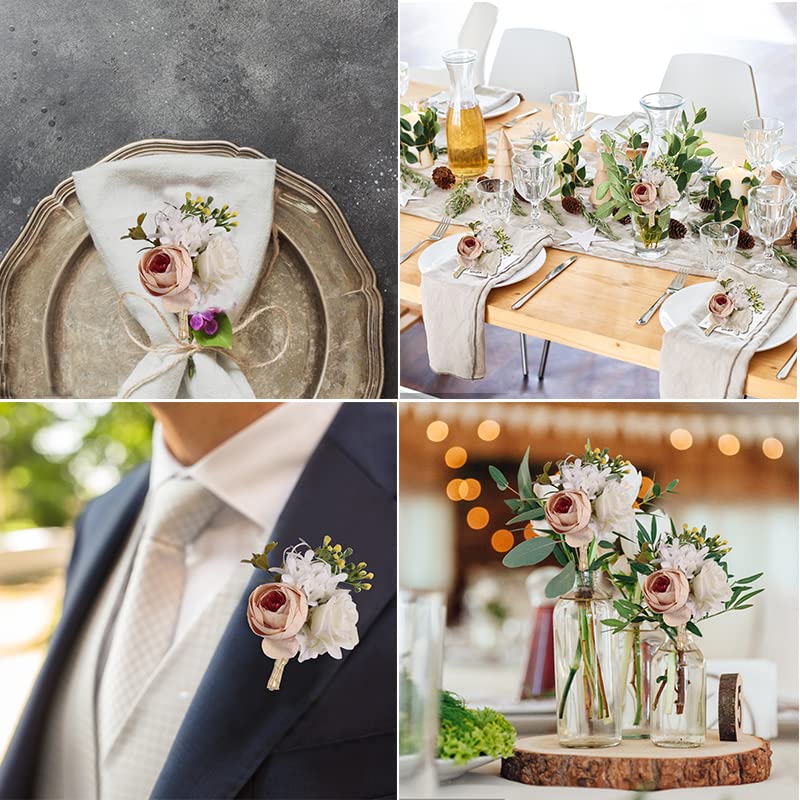 Realistic Peony Corsages and Boutonnieres Set