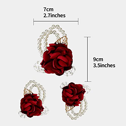 Rhinestone and Pearl Rose Wrist Corsage