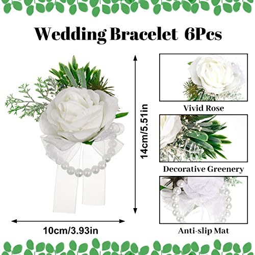 6-Piece Rhinestone and Pearl Wrist Corsages