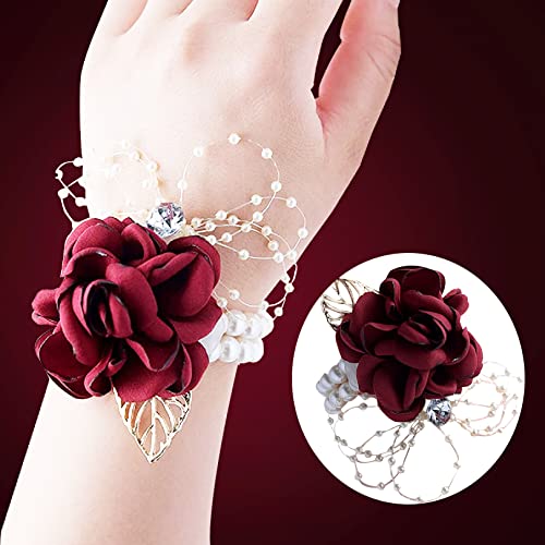 Rhinestone and Pearl Rose Wrist Corsage