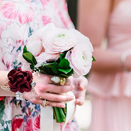 Rhinestone and Pearl Rose Wrist Corsage