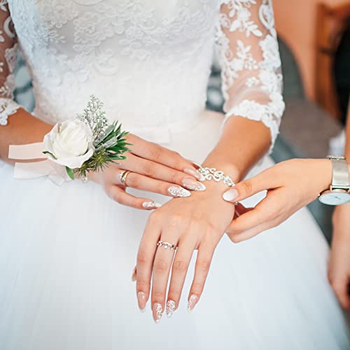 6-Piece Rhinestone and Pearl Wrist Corsages