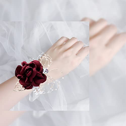 Rhinestone and Pearl Rose Wrist Corsage