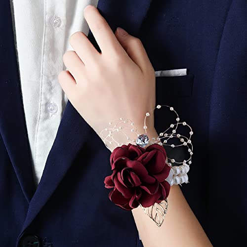Rhinestone and Pearl Rose Wrist Corsage